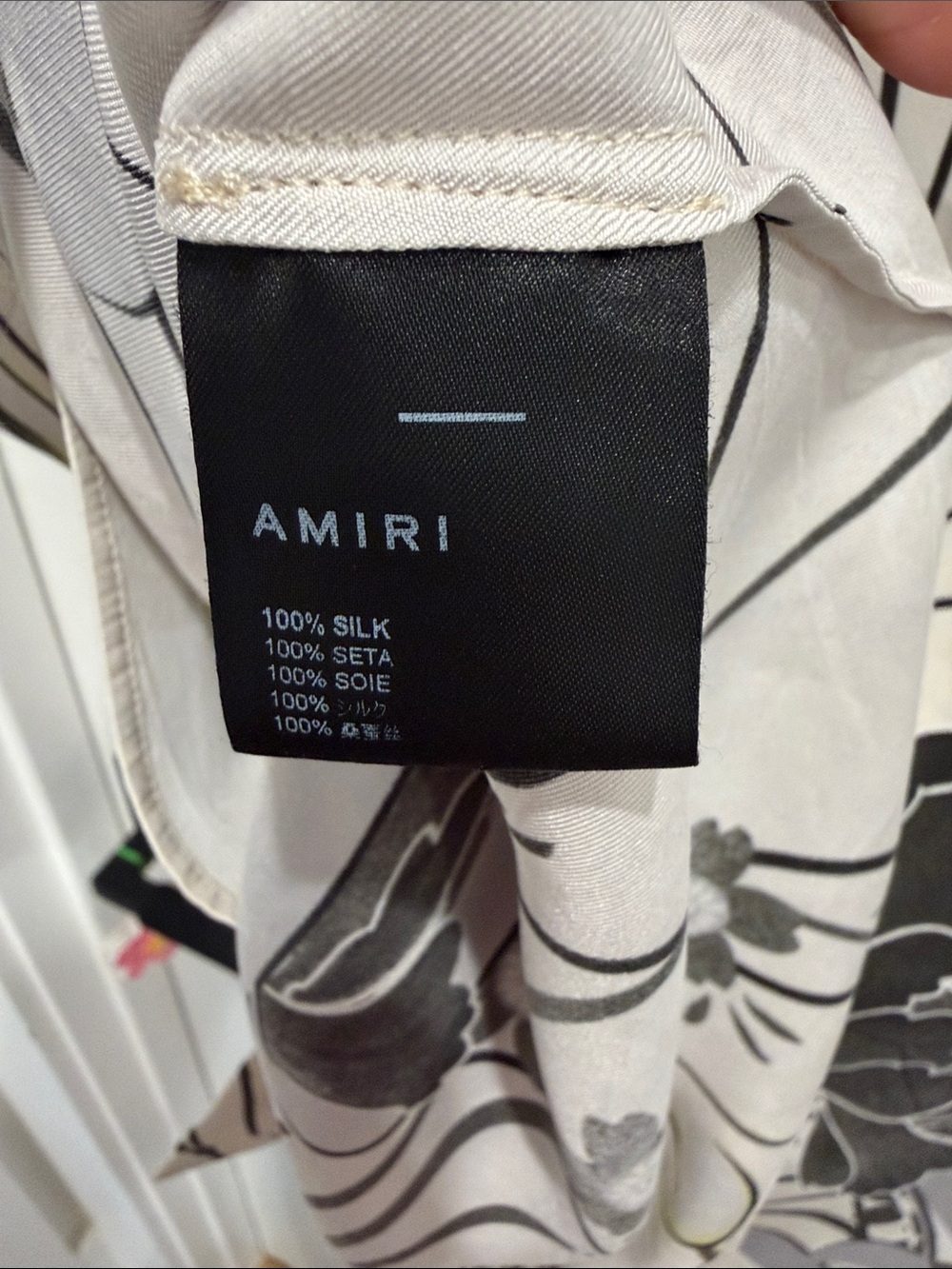AMIRI Beige and Black Floral Short-Sleeve Button Shirt - Picture 7 of 8